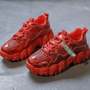 

Women Sneakers Luxury Design Vulcanize Shoes Women Platform Sneakers 2020 Glitter Chunky Sneakers Plus Size 42 Baskets Femme