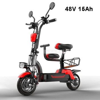 

Mileage 85km Foldable Electric Scooter With Baby Seat Instead Of Walking City Mini Adult Electric Bike Bicycle EBike 48V 15Ah