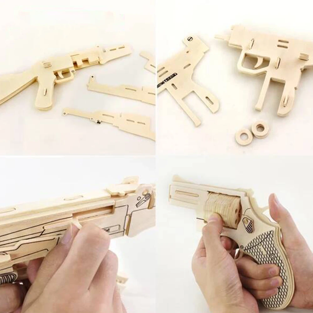 Детский игрушечный пистолет ручной Diy креативный 3d деревянный стерео съедающий