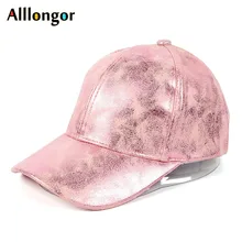 Лето розовая шляпа кожаные бейсболки женские snapback gorra mujer bone Женская шляпка уличная одежда шляпа хип хоп