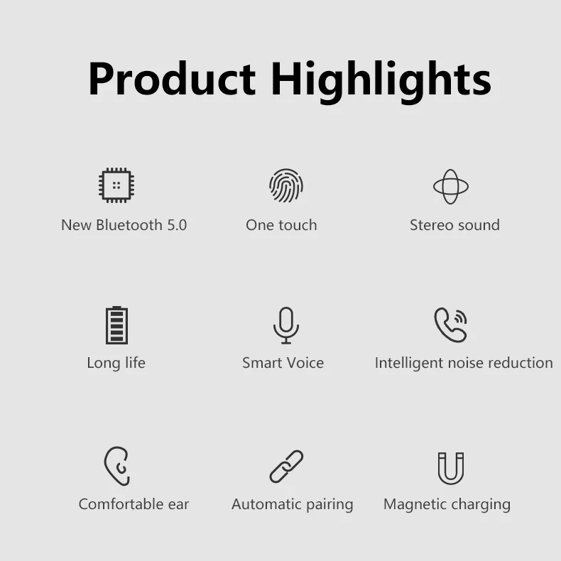 TWS Bluetooth Headphones LED True Wireless Headphones with Touch Control with Microphone Waterproof Sports Headphones for Xiaomi