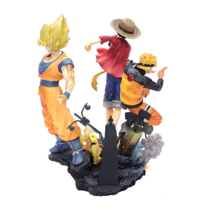 

One Piece Jump Disorderly Bucket Sun Wukong Naruto Uzumaki Naruto Luffy Big Three Statue Garage Kit Model