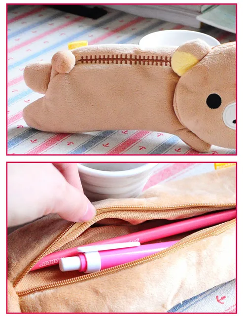 Cute Rilakkuma Plush Pencil Case Anime Kawaii School Pencil Pouch Pen Bag  Make Up Organizer Storage Cosmetic Bags Coin Purse - AliExpress