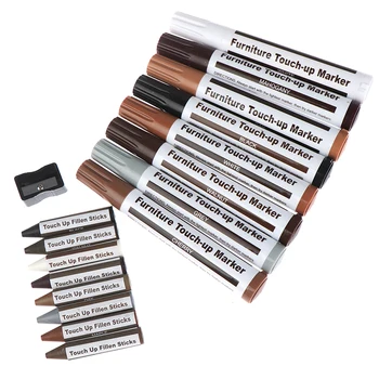 

17Pcs Furniture Touch Up Kit Markers & Filler Sticks Wood Scratches Restore Kit Scratch Patch Paint Pen Wood Composite Repair