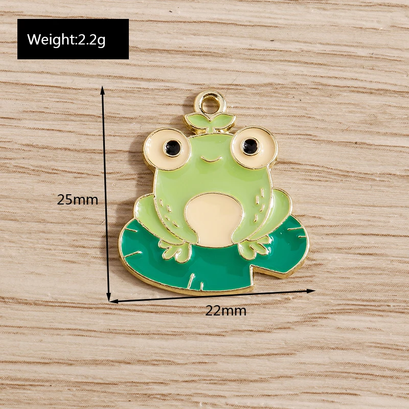 10pcs 22*25mm Cartoon Enamel Animal Frog Charms Pendants for DIY Making Necklaces Earrings Bracelets Handmade Jewelry Findings