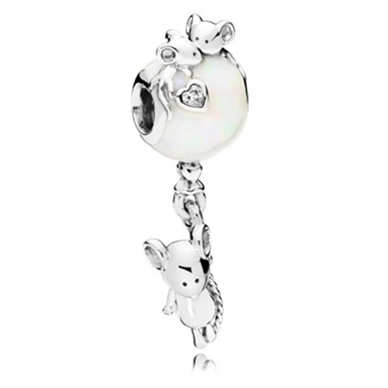 Fit Original Pandora Charms Silver Bracelet Trinket Jewelry Women Gifts New Simple Style Rainbow Mickey MOM Bear Robot DIY Bead - Цвет: X441