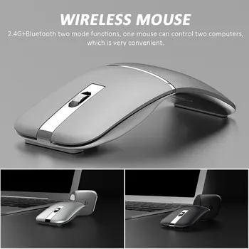 

Bluetooth 2.4GHz Rotatable Ultra Thin Rechargeable Optical Non-Slip Foldable Arc Wireless Mouse Laptop PC Silent Click Portable