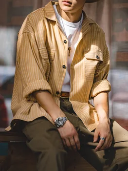 

men shirt long sleeve Safari Style shirt Solid Vintage Casual Shirts Cotton Sailor shirts Japan Style mens shirts