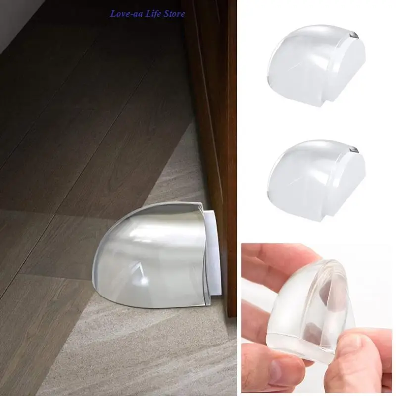 2Pcs Acrylic No Need Punch Transparent Door Stopper Holder Home Doorstop Supply | Обустройство дома