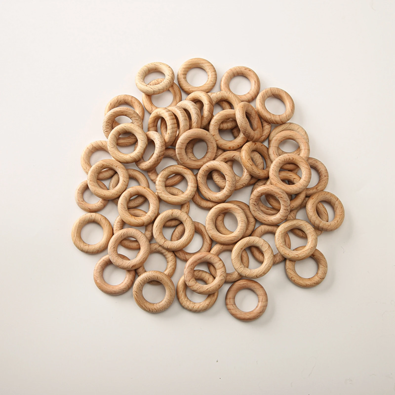 10pc 30mm/25mm Wooden Rings Baby Beech Teether Natural Wooden Rings Rodent For Newborn Diy Music Rattle Bracelet Ccessories Toys