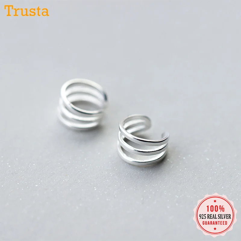 Trustdavis, 925 пробы, серебро, 3 слоя, запонки, клипсы, серьги для женщин, девушек, без серьги в стиле пирсинга, ювелирные изделия DA175