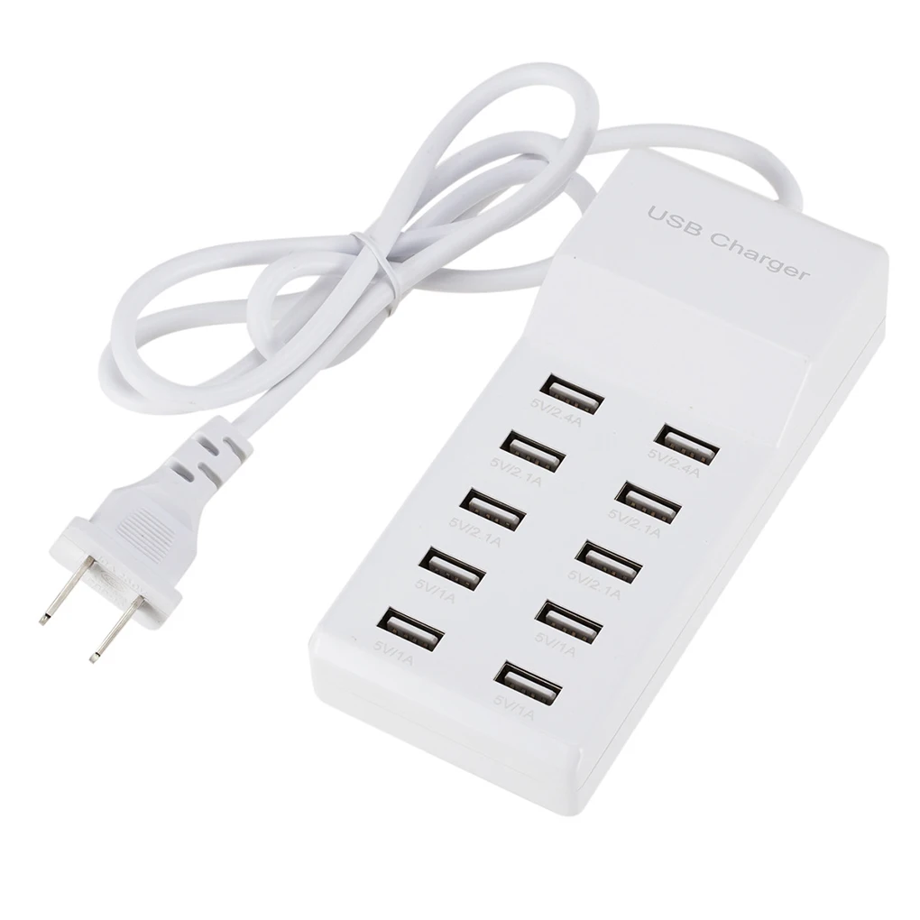 

10 Ports USB Charger Phone Tablet USB Device Travel Desktop Charger Hub Power Supply US Plug EU Plug