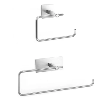 

2Pack Wall Mount Adhesive Paper Towel Holder 304 Stainless Steel Tissue Roll Storage Rack for Bathroom Kitchen Toilet
