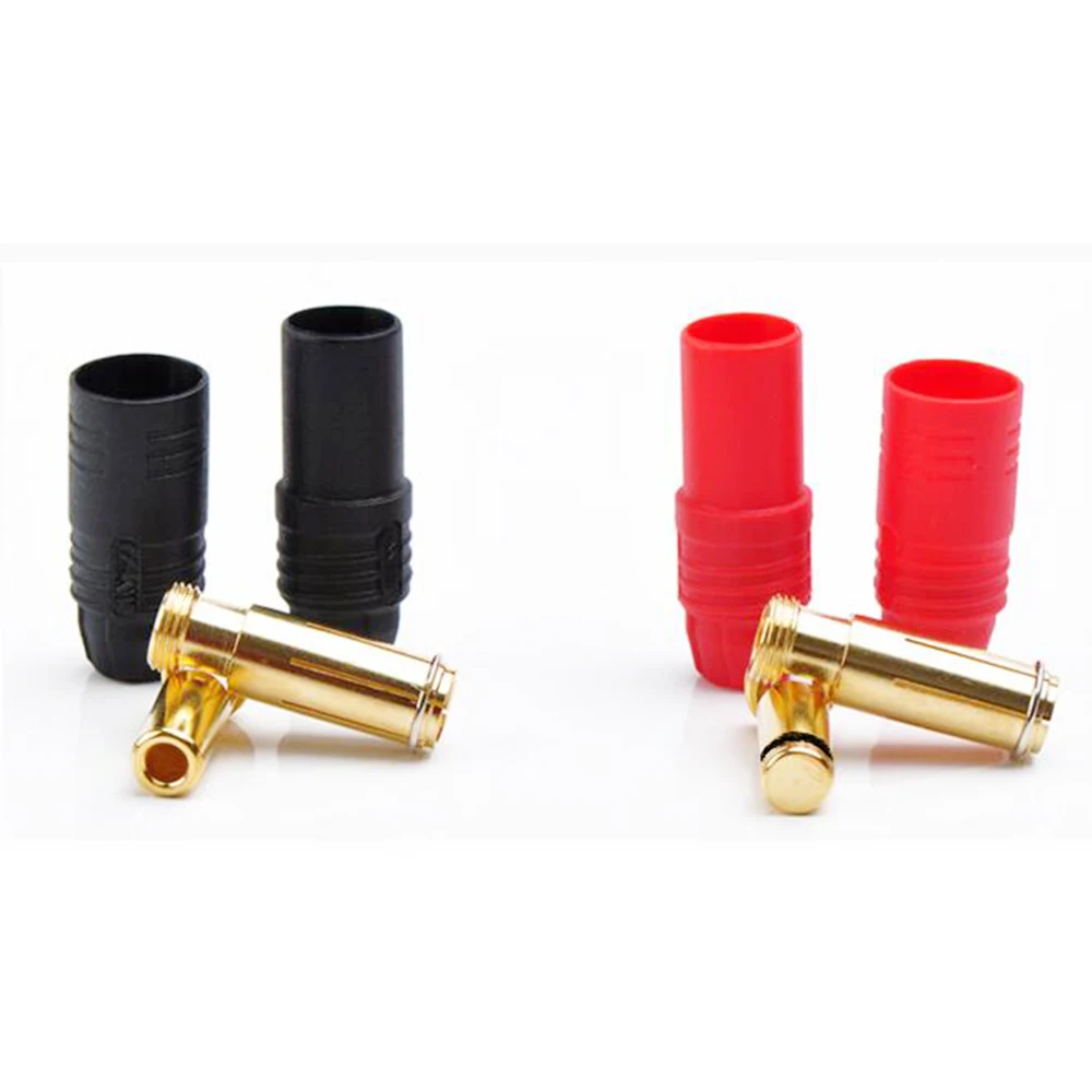1 set (4 pezzi) rosso nero ad alta corrente AS150 Premium Antiflash, 7 mm, connettore dorato, connettore a prova di inversione di polarità, femmina, rosso, nero, 150 A, batteria Lipo RC saldatura