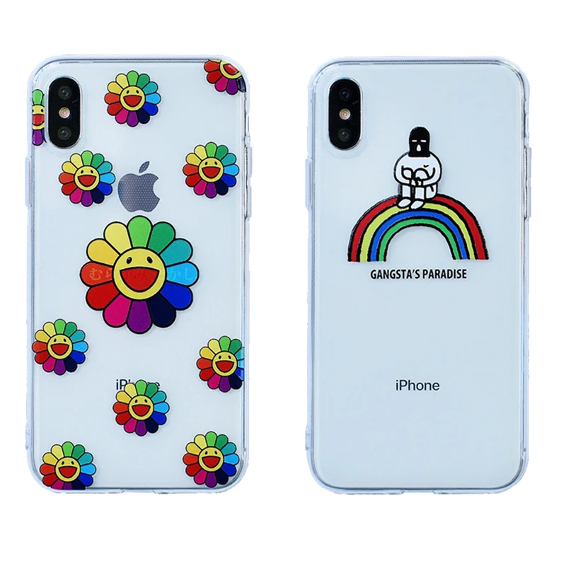 

Murakami Takashi Sunflower Cartoon Phone Couple Case Soft TPU for iPhone 6 6s 7 8 Plus X XS XR XSMax