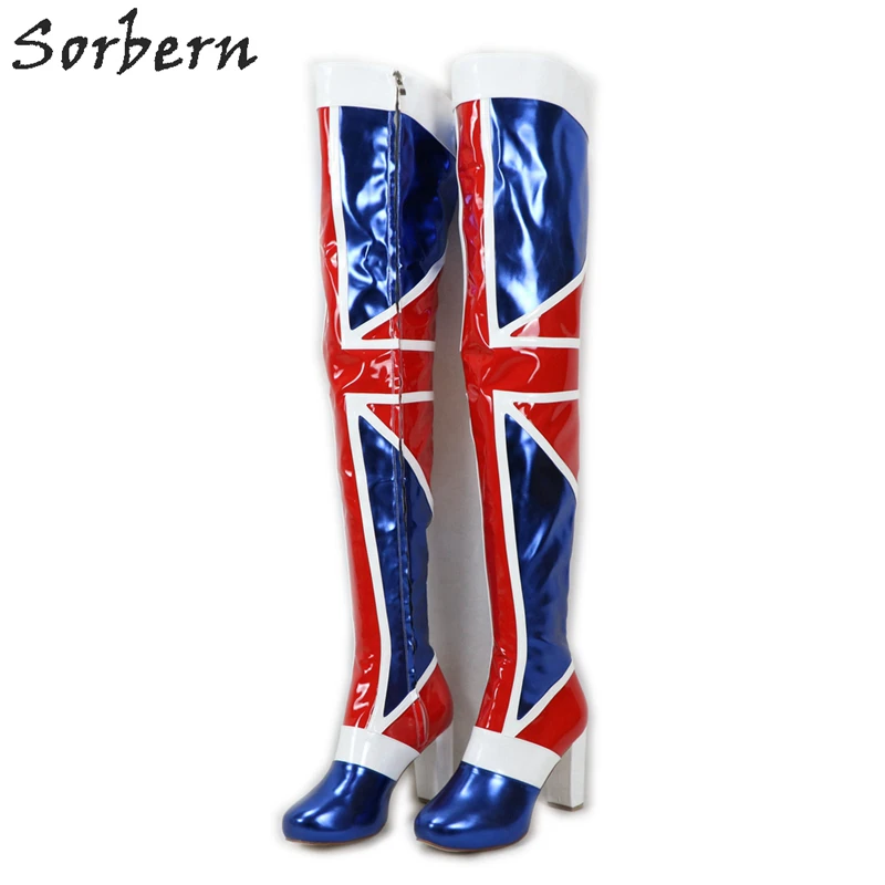 Sorbern Flags/высокие сапоги до бедра для кроссдрессеров высокие королевы на платформе