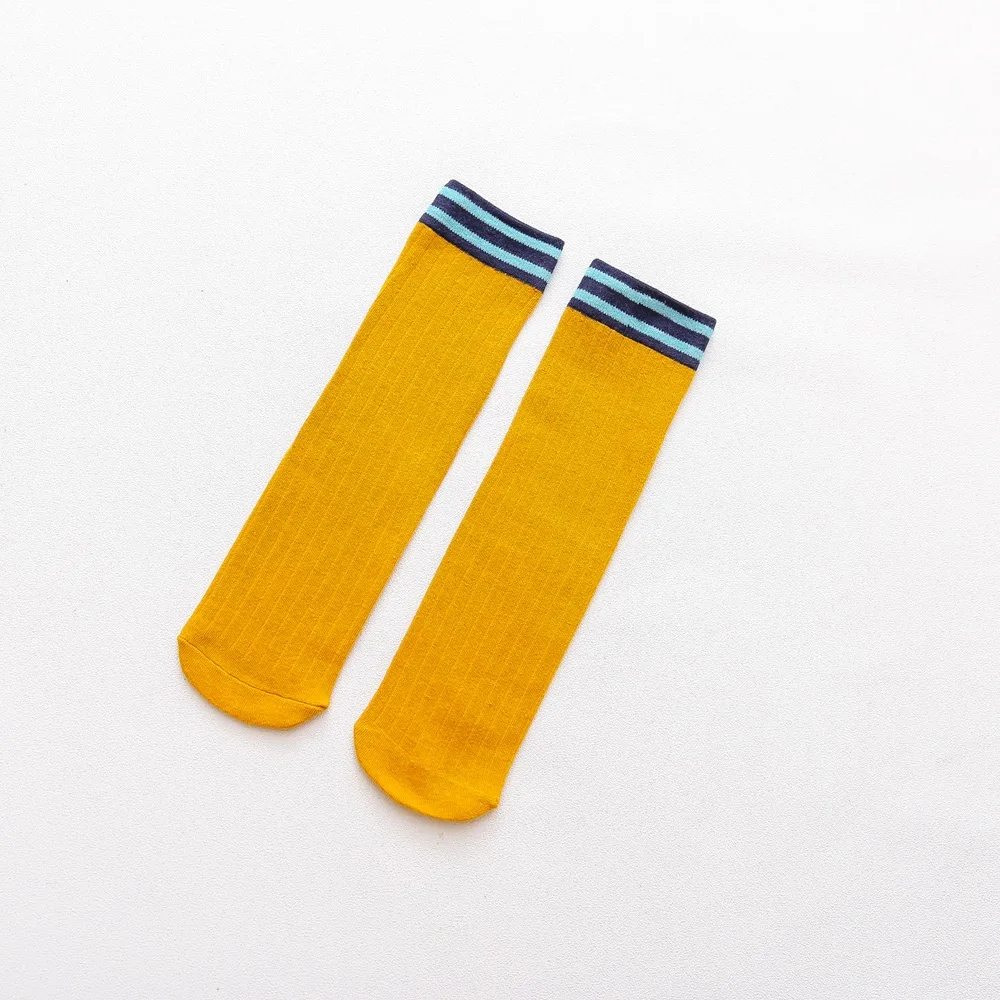 01 New Stack Striped Women Socks Autumn Winter Double Needle Ladies Funny Socks Without Heels Japanes Korean Style Calcetines 125 - Color: 01