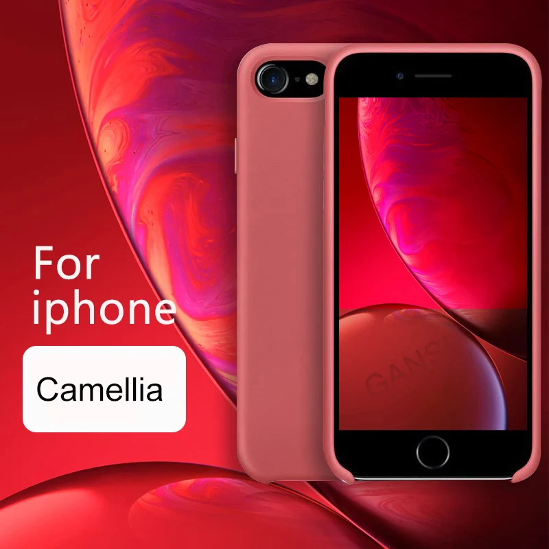 Официальный силиконовый чехол для iPhone 11 Pro MAX XR X Xs MAX чехол s для apple iPhone 7 8 Plus 6 6s 5 5S SE чехол с логотипом - Цвет: Camellia red