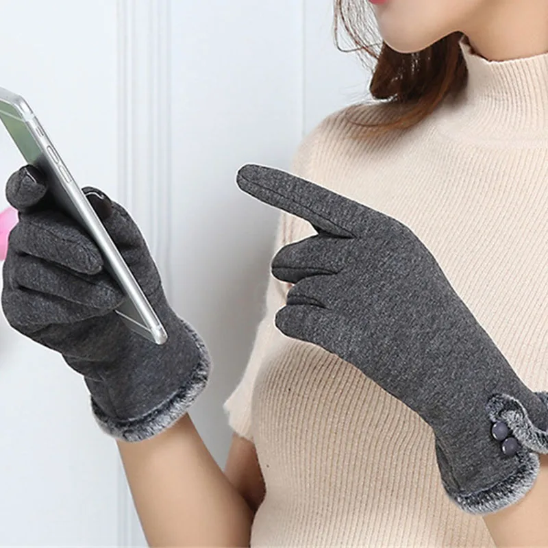 Женские теплые перчатки с сенсорным экраном, зимние спортивные женские перчатки на весь палец, водонепроницаемые женские плюшевые перчатки для вождения