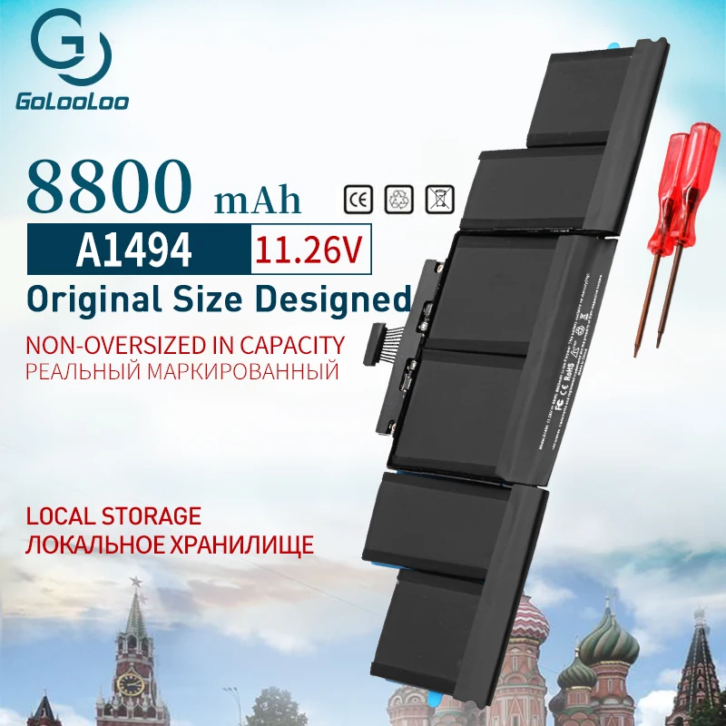 

Golooloo 8800 mAh A1494 Laptop Battery for Apple Macbook Pro 15" A1398 Retina Late 2013&Mid 2014 ME293 ME294 Srewdriver Battery