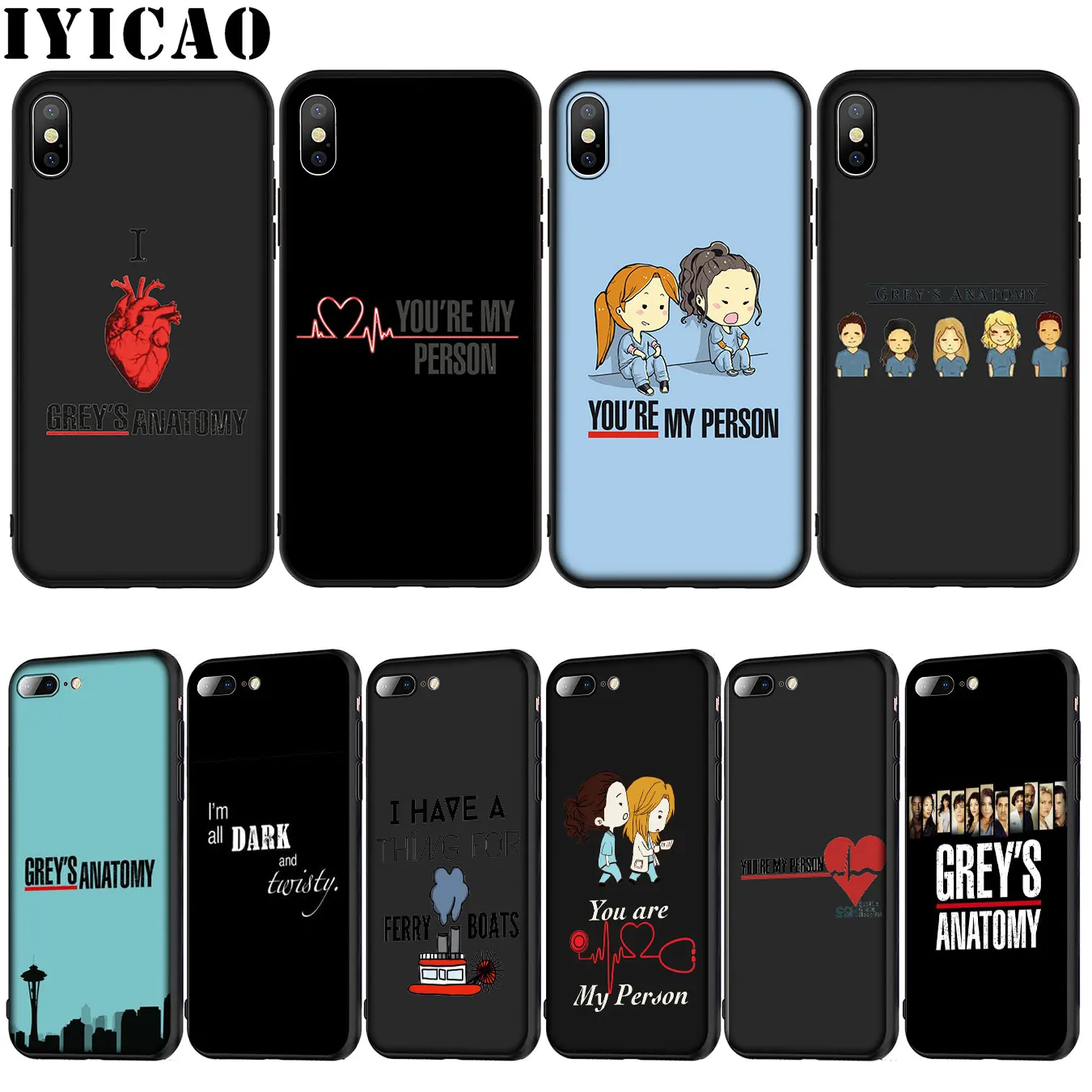 IYICAO серый анатомический ТВ мягкий силиконовый чехол для iPhone XR X XS 11 Pro Max 10 6S 7 8 Plus 5 5S