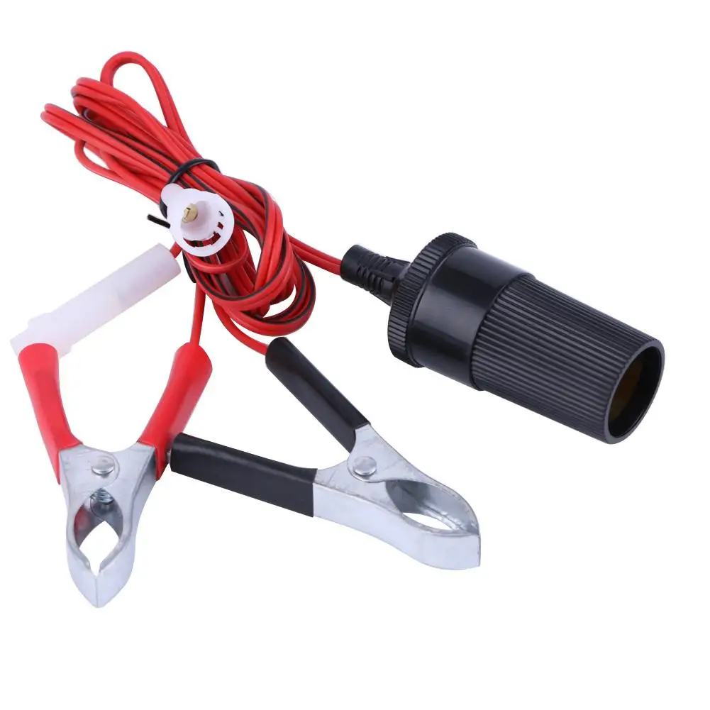Car Battery Clips Female Car Cigarette Lighter Power Socket to Battery Clip-On Crocodile