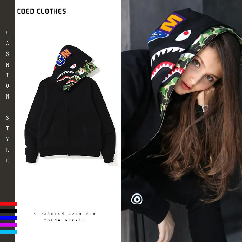 A Bathing Ape Original Hoodies Sweatshirts Shark Coat Loose Tide Brand | Мужская одежда