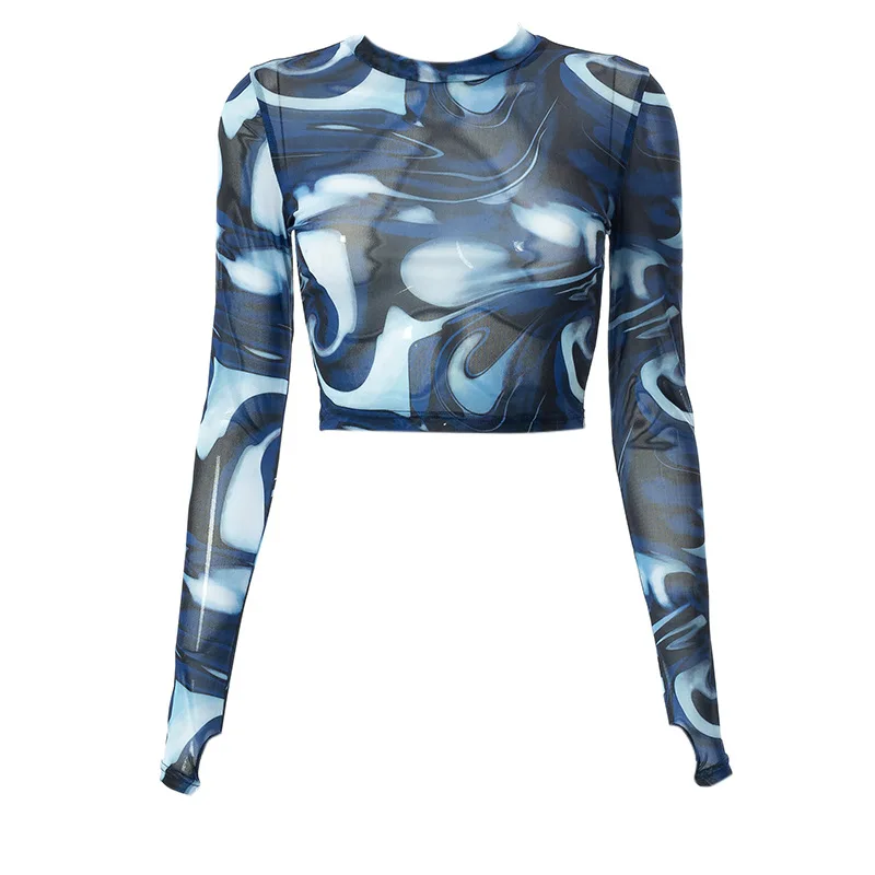 Y2K Mesh Top Women Streetwear Long Sleeve Graphic Tee See Through O Neck Tops Slim Anime T-shirt Sexy Crop Top Women Clothing Y2K Mesh Top Women Streetwear Long Sleeve Graphic Tee See Through O Neck Tops Slim Anime T-shirt Sexy Crop Top Women Clothing