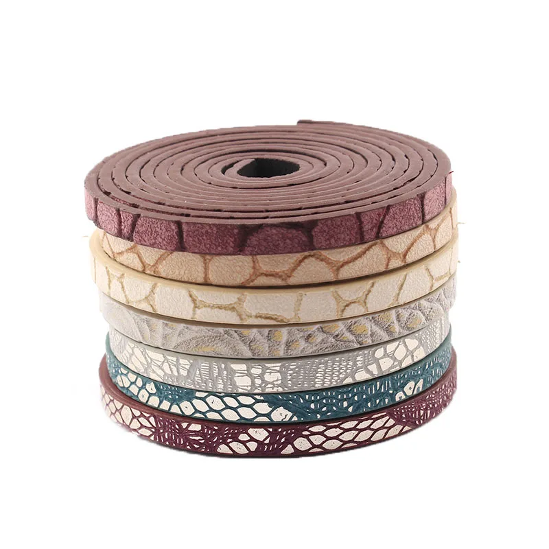 

7 Styles Pick 5x2mm Flat Pu Leather Cord Diy Bracelet Necklace Jewelry Making Rope Cord Material Accessories