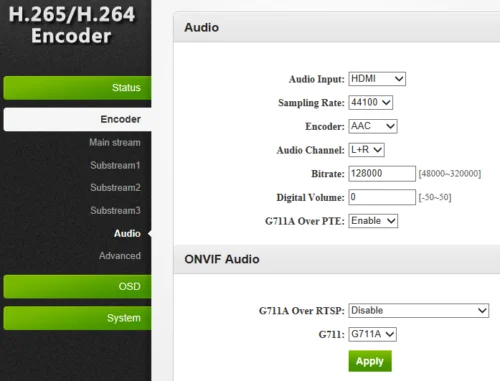 Video Encoder Decoder HDMI to IP H.265/H.264 video Encoder with HDMI Loopout by HTTP RTSP RTMP/RTMPS UDP SRT ONVIF