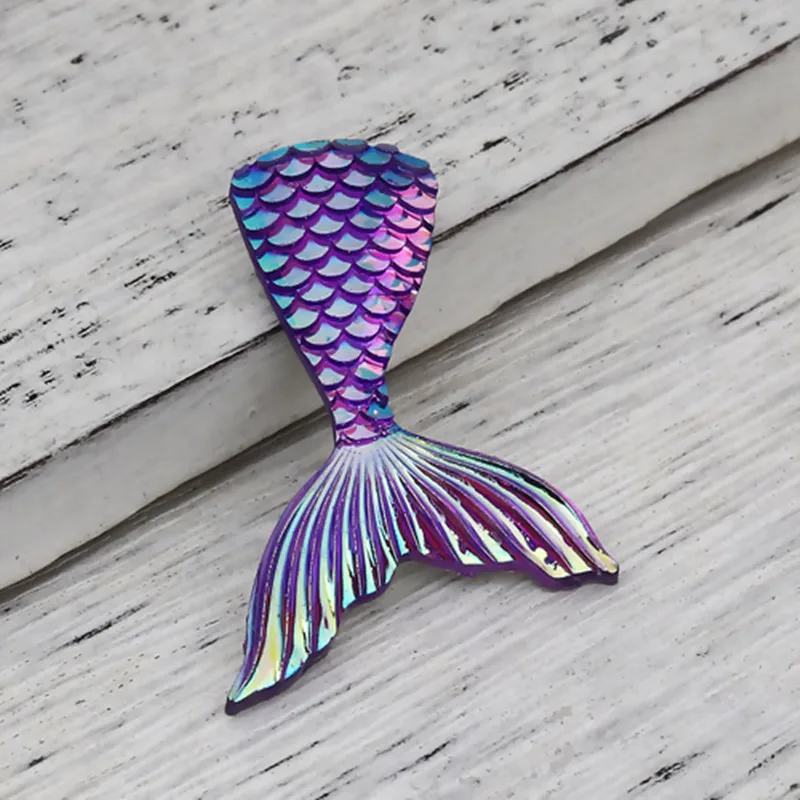 DoreenBeads Русалка из смолы Рыба/дракон весы украшения фиолетовый AB Цвет DIY модные ювелирные изделия 40 мм x 28 мм, 2 шт