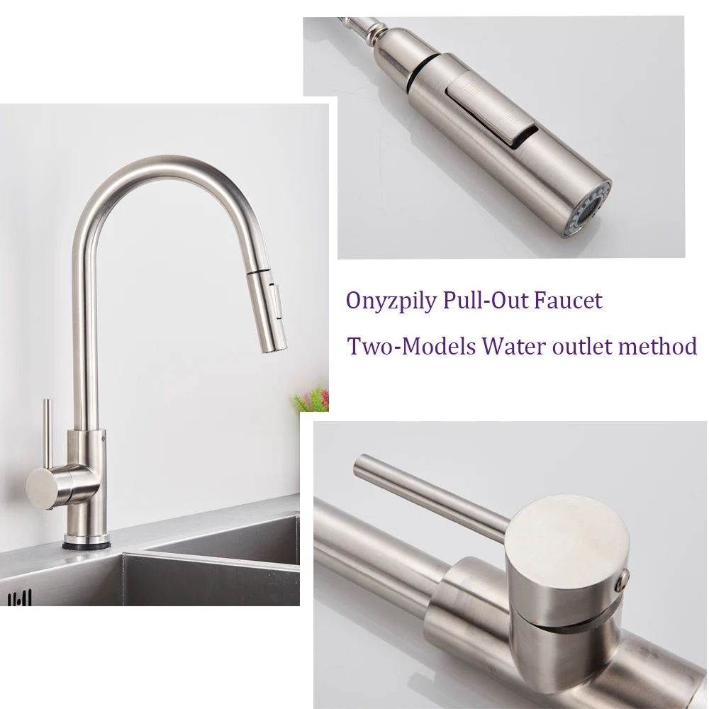 Stainless steel Two Function Single Handle Pull Out Mixer Hot and Cold Water Taps