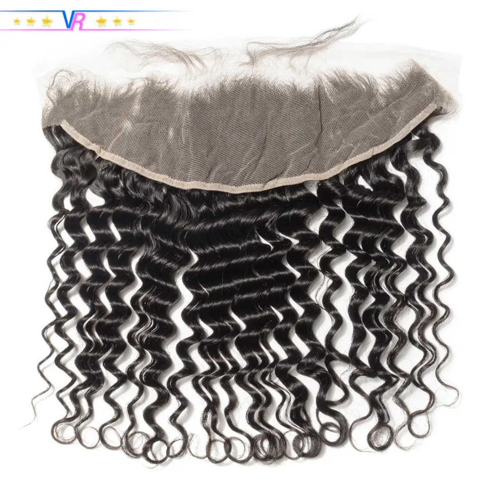 VR Star Quality Peruvian Deep wave Virgin Human Hair Bundles With 13x4 frontal Ear to Ear with Natural Baby Hair