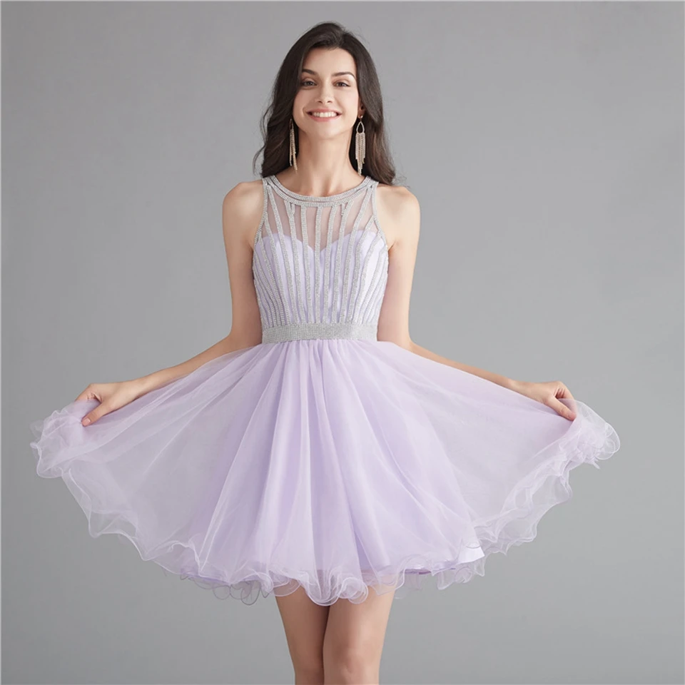 Дешевые довольно для девочек короткое платье для выпускного вечера Vestido de торжественный corto с украшением в виде кристаллов Бисер сексуальные мини праздничные платья для встречи выпускников