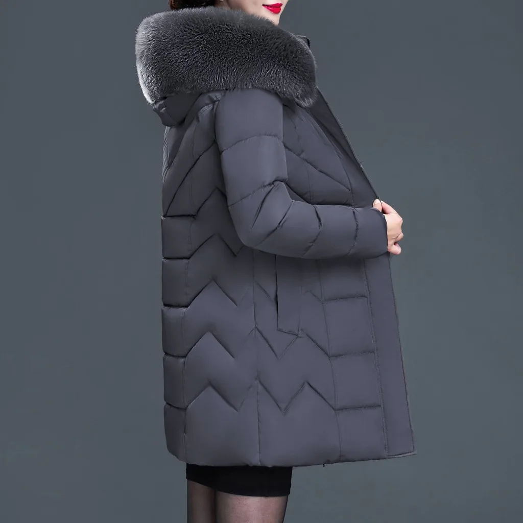 Womail зимняя куртка женская 5xl размера плюс короткая среднего возраста длинная толстая теплая верхняя одежда с длинным рукавом теплая куртка с капюшоном на молнии