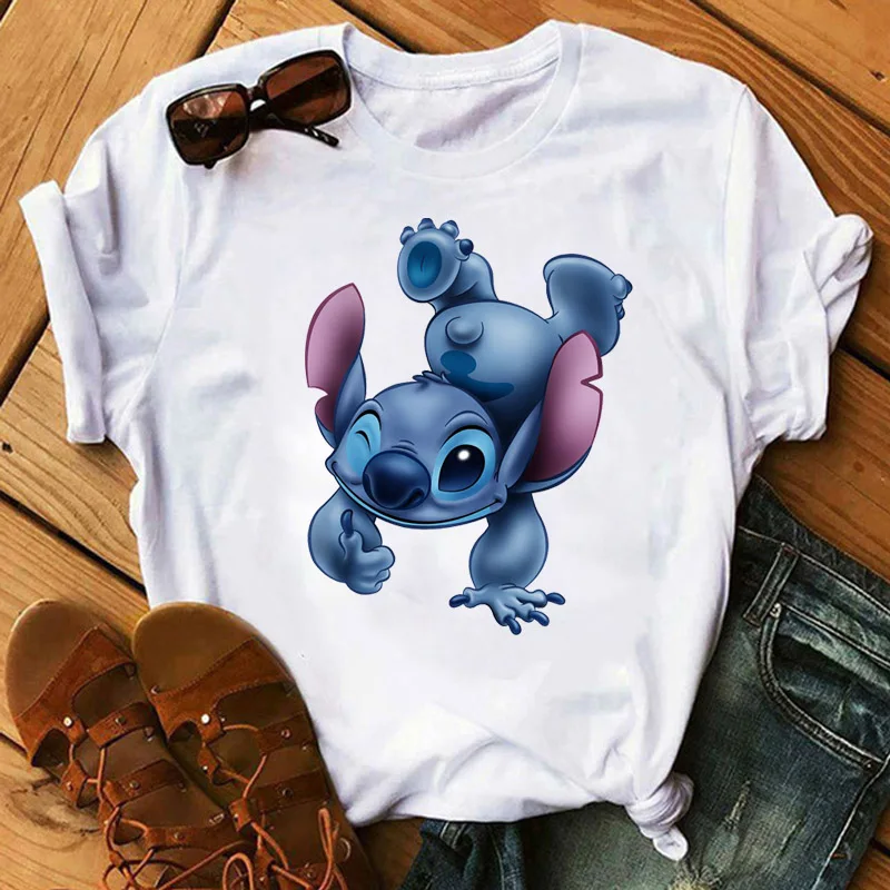 Женские футболки Lilo Stitch Harajuku Kawaii, модная футболка с милым мультяшным принтом, Женские повседневные топы, футболки, одежда для женщин - Цвет: WT0168