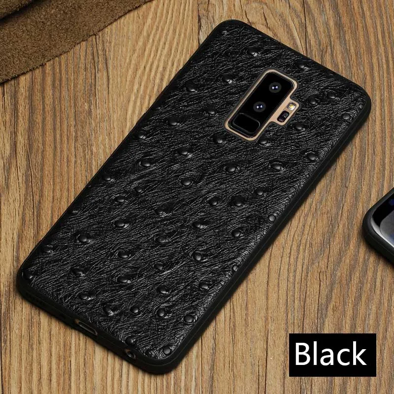Кожаный чехол для samsung Galaxy S7 S8 S9 S10 Plus, защитный чехол из кожи страуса для samsung A70 A30 A40 A50, чехол - Цвет: Black