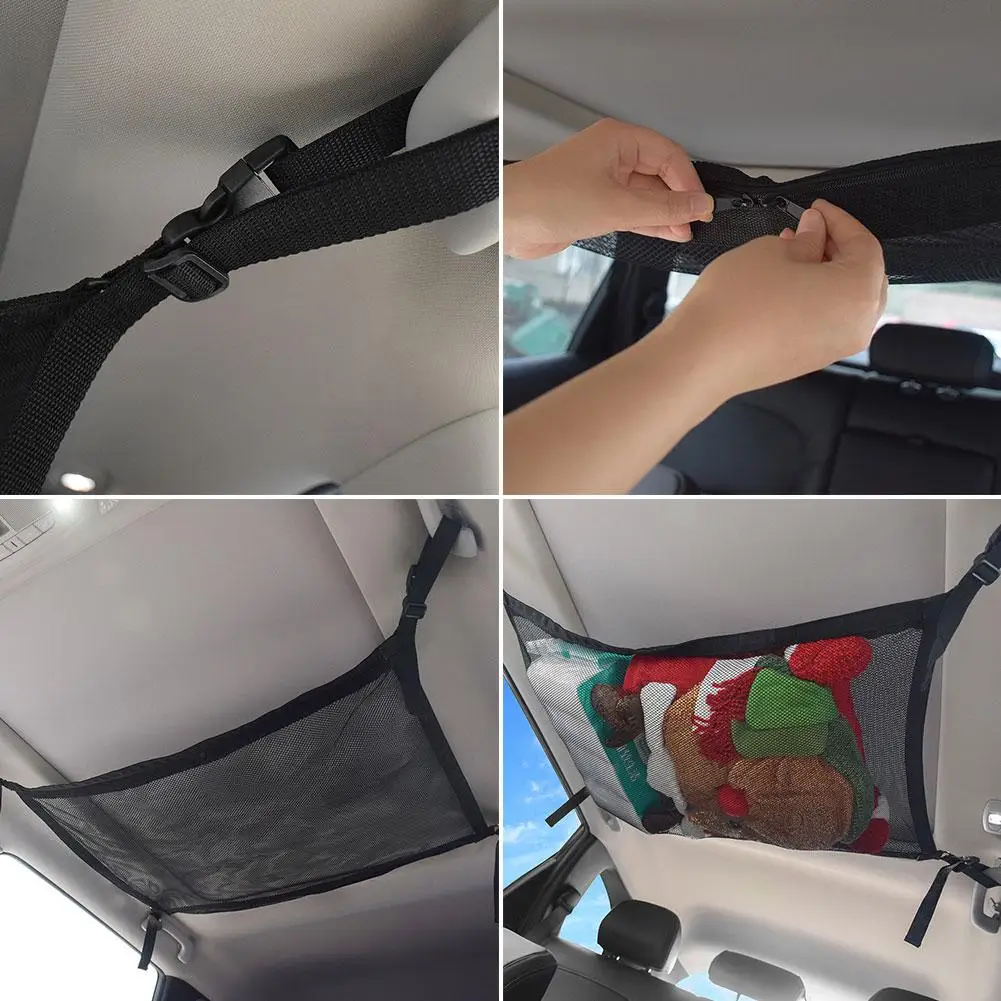 Car Ceiling Elastic Mesh Net Storage Bag Roof Interior Cargo Universal Net  Bag Breathable Adjustable Sundries Storage Bag - AliExpress