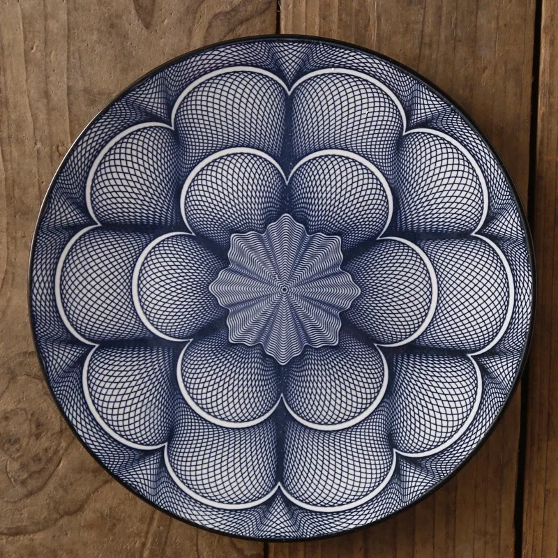 Blossom (dark blue) Керамическая обеденная тарелка, фарфоровая десертная тарелка, столовая посуда, тарелка для торта, посуда, 10,5 дюймов, joro - Цвет: Blossom (dark blue)