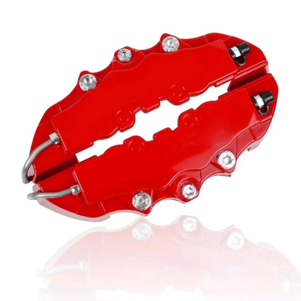 Car Truck Disc Brake Caliper Covers 1 pair 3D Auto Front Rear Disc Brake Caliper Cover Decoration Universal Kit Red Cover