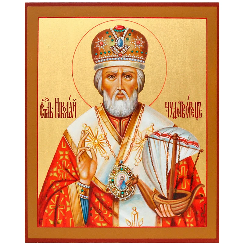 Diamond Embroidery of St. Nicholas 5D DIY Painting mosaic full square resin Rhinestone Cross Stitch Orthodox icon YG1601 | Дом и сад