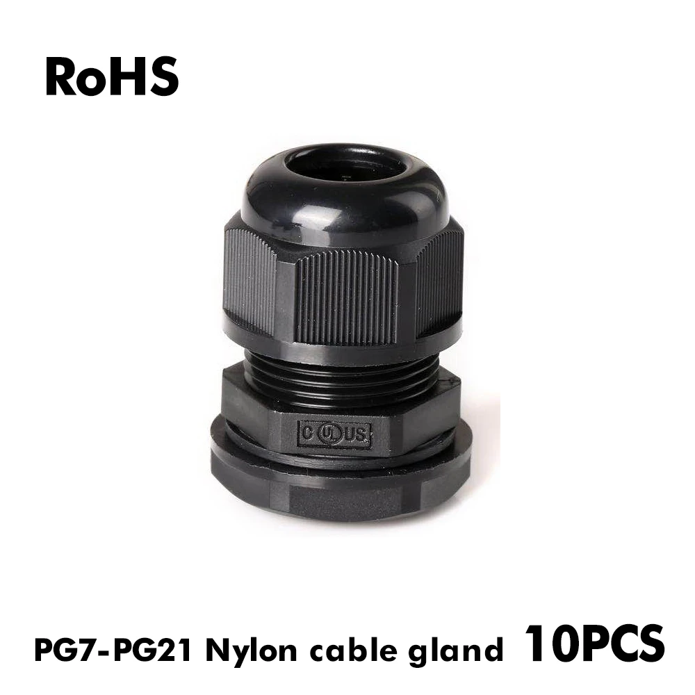 Rohs Certification IP68 presse etoupe pg7 3-6.5mm Waterproof Nylon Cable Gland Waterproof Gasket Plastic 10 pcs cable gland