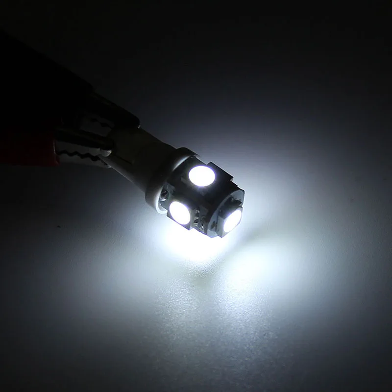 10x автомобильный T10 5W5 W5W светодиодный лампочка 12 в 7000K 5050 5 SMD 5W5 светодиодный сигнальный фонарь клиновидный боковой внутренний купол для чтения габаритных ламп для стайлинга - Испускаемый цвет: White