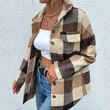 Spring and Autumn Plaid Shirt Jacket Loose Long-sleeved Single-breasted Female Jacket Elegant and Fashionable Women's Clothing