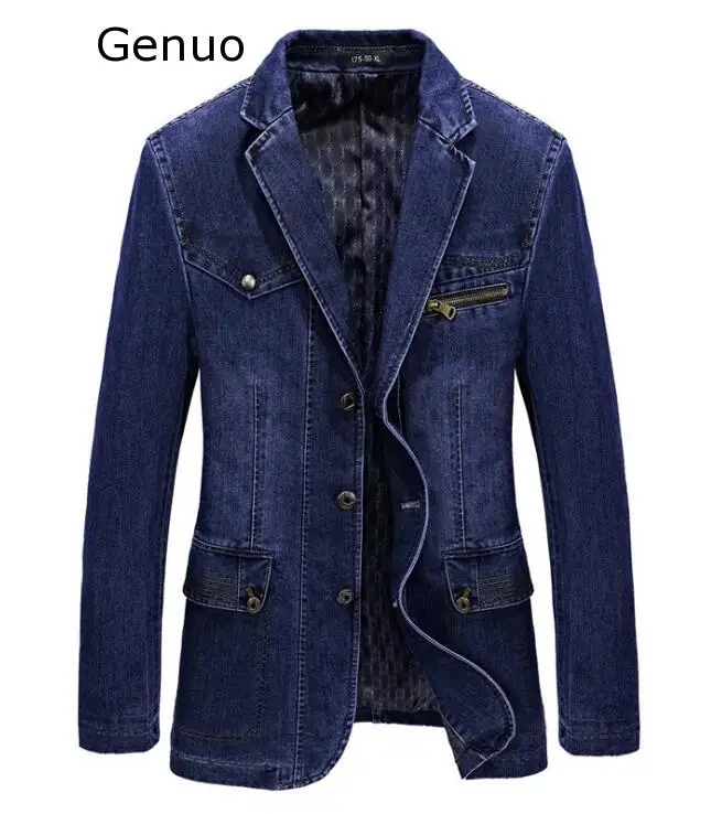 

Куртка мужская тонкая, деловая Повседневная, приталенная, из денима, однотонная, на весну-осень