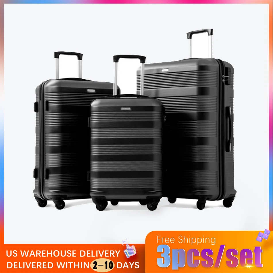 

VOGVIGO 3pcs Wine Red Luggage Hard ABS Rolling Suitcases High Quality Suitcase for Business Travel Men and Women Luggage Bags