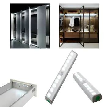 

Creative LED Night Lights 10LED Wardrobe Cupboard Camping Emergency PIR Sensor Night Light Portable Battery Power Closet
