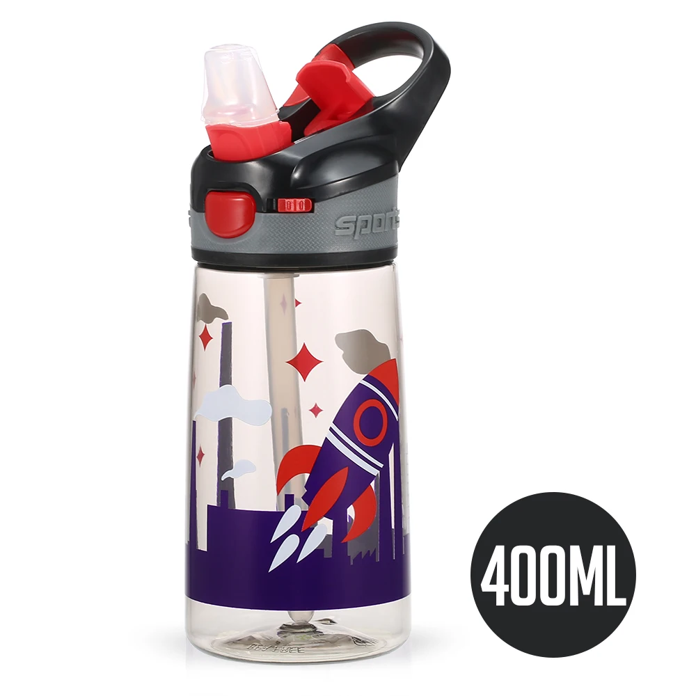

BPA Free Sports Bottle 400ml Water Bottle Leakproof Drinking Bottle Flip Top Lid with Straw for Kids