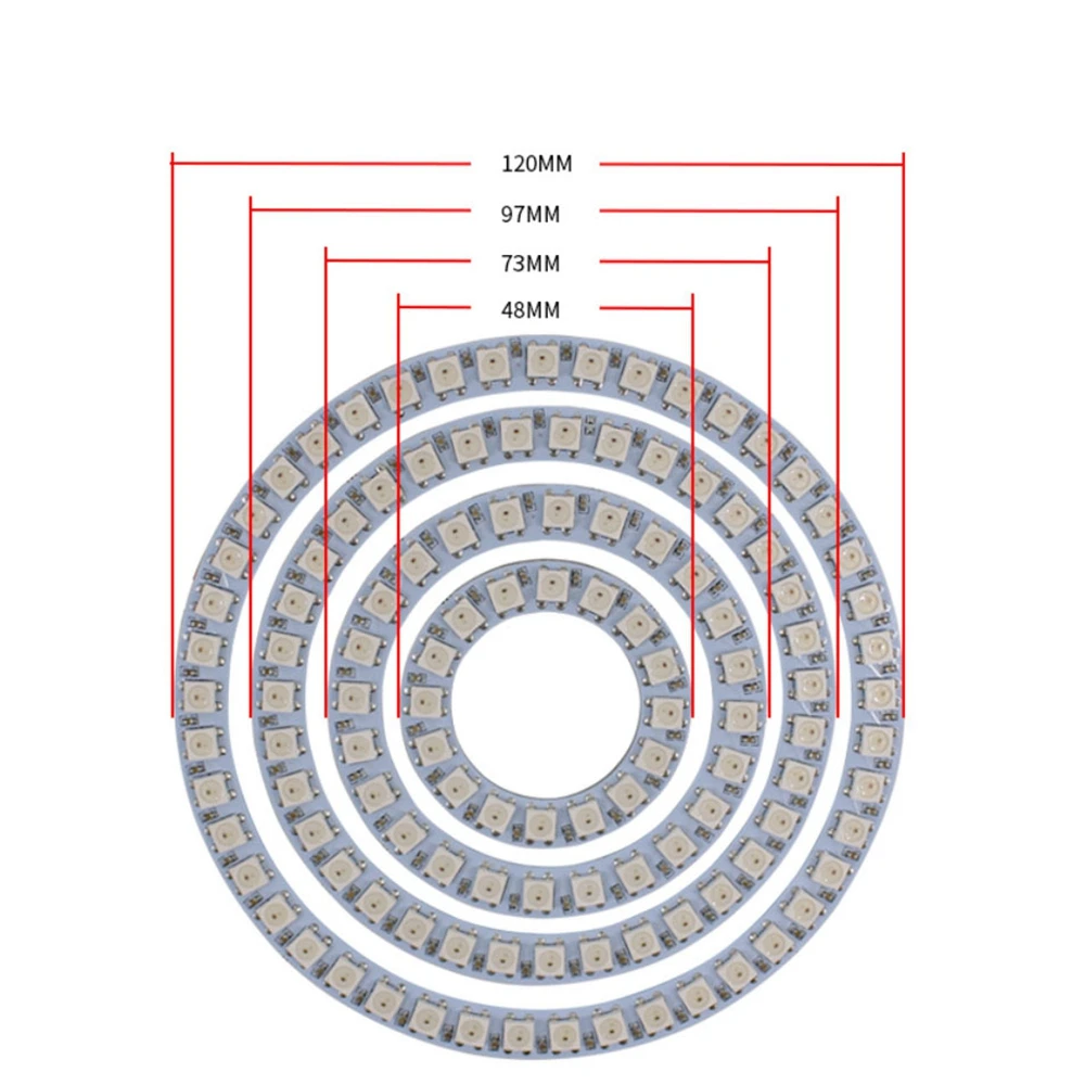 DC5V WS2812B 5050 RGB индивидуально адресуемых пикселей кольцо 8 16 24 Большие размеры 35 45