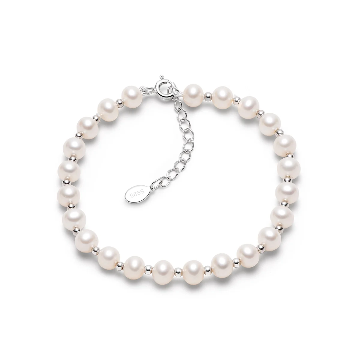 6-8mm Freshwater Pearl Strand Linking Bracelet Adjustables XMAS Fashion Jewelry 